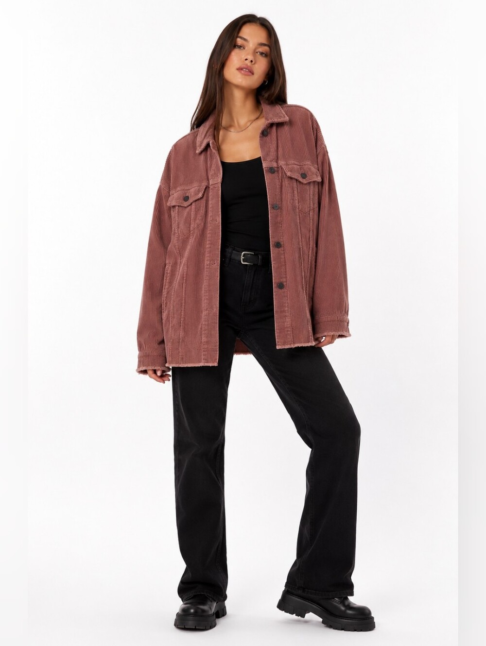 Zara Outerwear Oversized Corduroy Shirt Jacket Shacket Dusty Rose Small